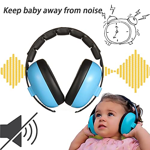 Auriculares para niños con cancelación de ruido y protección auditiva ajustable, orejeras de seguridad, reducción de ruido para 0-3 niños, azul, Talla única