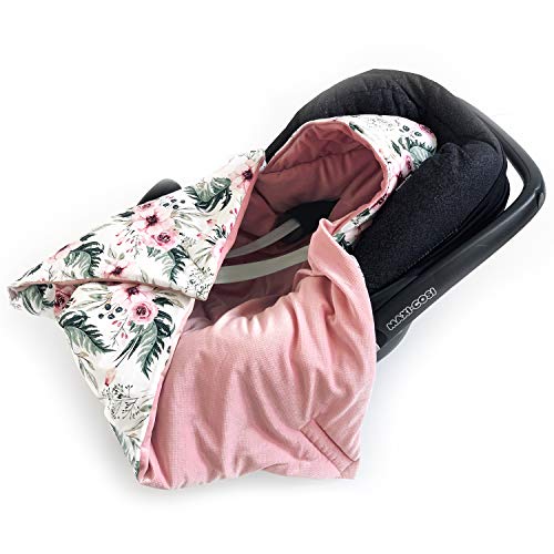 BABEES© Manta acolchada de invierno con relleno para portabebés y asiento de coche, universal, por ejemplo, Maxi-Cosi Römer Cybex, con cierre de velcro para cochecito, portabebés y cuna