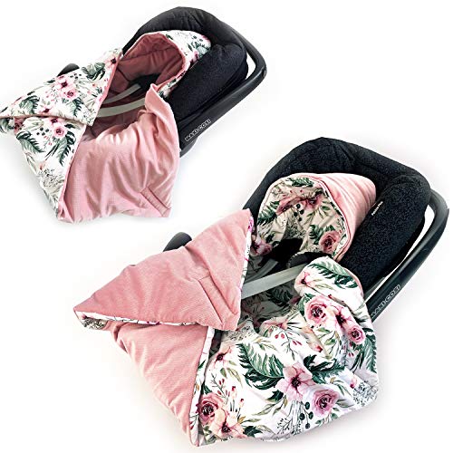 BABEES© Manta acolchada de invierno con relleno para portabebés y asiento de coche, universal, por ejemplo, Maxi-Cosi Römer Cybex, con cierre de velcro para cochecito, portabebés y cuna