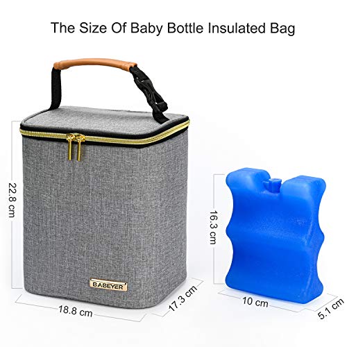 Babeyer - Bolsa térmica para biberones (120 ml-270 ml) para mantener caliente o frío, perfecto para guarderías, viajes, enfermería, madre, color gris