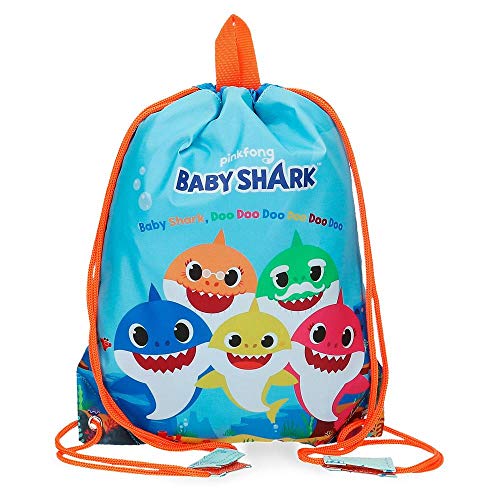 Baby Shark Shark Family Bolsa de Merienda Azul 27x34 cms Microfibra