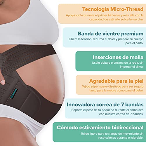 BABYGO 4-1 Cinturón Apoyo Embarazada, Maternidad Faja, Premamá Banda - para Espalda, Pelvis, Caderas, Abdominals, Disfunción el Pubis de la Sínfisis, Ciática con Manual L Negro