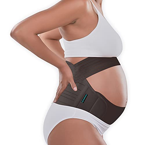 BABYGO 4-1 Cinturón Apoyo Embarazada, Maternidad Faja, Premamá Banda - para Espalda, Pelvis, Caderas, Abdominals, Disfunción el Pubis de la Sínfisis, Ciática con Manual L Negro