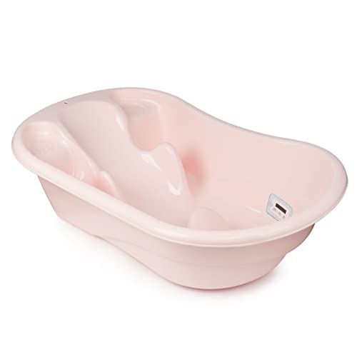 BABYLON bañeras para bebes Liner - Bañera para bebé con termómetro y tapón (0-6/6-36 meses), color rosa