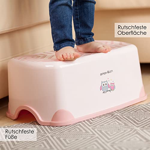 BABYLON Turtle Taburete para Niños, Antideslizante taburetes de baño para bebés, taburete baño, gris