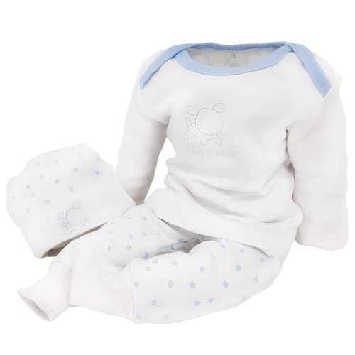 Bandeja de regalos Personalizada para bebé - Baby Shower Deluxe - Set de Baño para recién nacido con Pijama de primera puesta - Capa de baño y babero personalizados - Regalos para Bebé. (Azul)