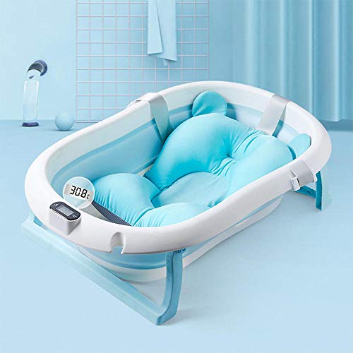 Bañera para Bebé Recién Nacido hasta 3 Años Plegable con Bañera Plegable de Bebe con termómetro y Cojín Cómodo Almohadillas Antideslizantes 79x49x21 cm