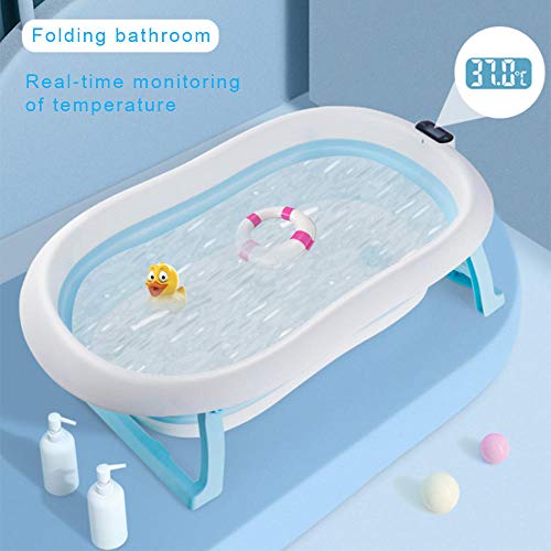 Bañera para Bebé Recién Nacido hasta 3 Años Plegable con Bañera Plegable de Bebe con termómetro y Cojín Cómodo Almohadillas Antideslizantes 79x49x21 cm