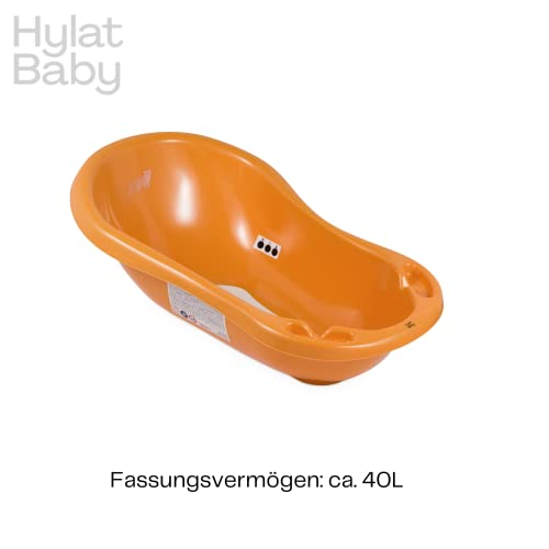 Bañera para bebés de hasta 12 meses - con tapón, termómetro, alfombrilla antideslizante - de plástico sin BPA, Longitud: 84 cm, Color: naranja, Motivo:Fox, Marca:Hylat Baby