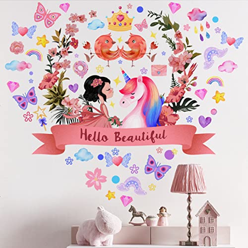 Barrageon Lnfantiles Pegatinas Pared Autoadhesivo DIY Personalizar Murales Habitación Saln Bebés Niños Guardería Vivero Desmontable Etiqueta Decoración (Niña Pegaso)