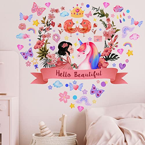 Barrageon Lnfantiles Pegatinas Pared Autoadhesivo DIY Personalizar Murales Habitación Saln Bebés Niños Guardería Vivero Desmontable Etiqueta Decoración (Niña Pegaso)