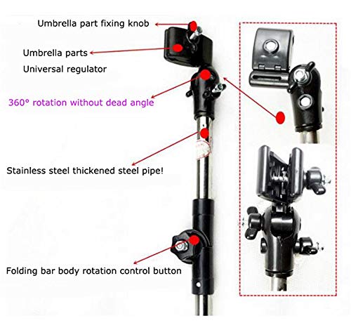 BCLGCF Soporte De Conector De Ángulo Múltiple De Paraguas, Conector Giratorio De Paraguas Telescópico Plegable Soporte De Marco De Manillar para Bicicleta/Motocicleta Silla De Ruedas/Cochecito