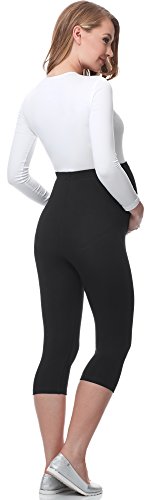 Be Mammy Premamá Lote de 2 Leggins 3/4 Embarazo Lactancia 03 (Negro/Rojo Oscuro, XL)