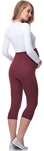 Be Mammy Premamá Lote de 2 Leggins 3/4 Embarazo Lactancia 03 (Negro/Rojo Oscuro, XL)