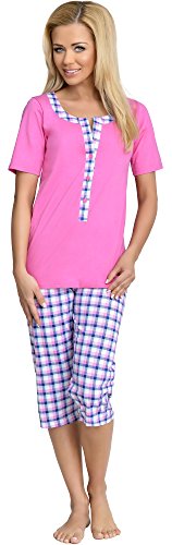 Be Mammy Premamá Pijama Dos Piezas Lactancia Ropa de Cama Maternidad Mujer H2L2N2 (Rosa-1, M)