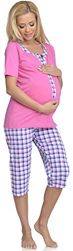 Be Mammy Premamá Pijama Dos Piezas Lactancia Ropa de Cama Maternidad Mujer H2L2N2 (Rosa-1, M)