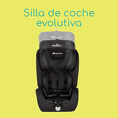 Bebe Confort Ever Fix Silla de Coche grupo 123 Isofix, para niños 9-36 kg de 9 meses a 12 años, con reductor acolchado para niños pequeños, protectores laterales, color Pixel Black