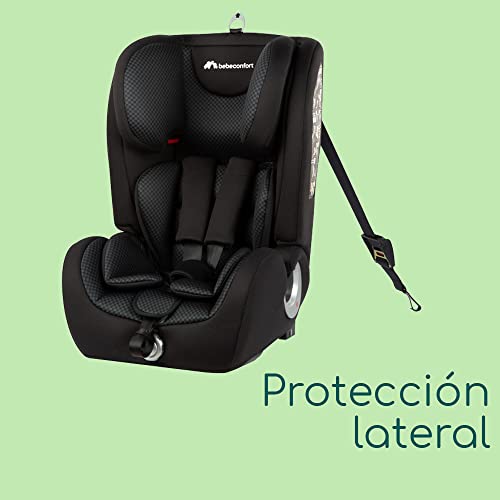 Bebe Confort Ever Fix Silla de Coche grupo 123 Isofix, para niños 9-36 kg de 9 meses a 12 años, con reductor acolchado para niños pequeños, protectores laterales, color Pixel Black