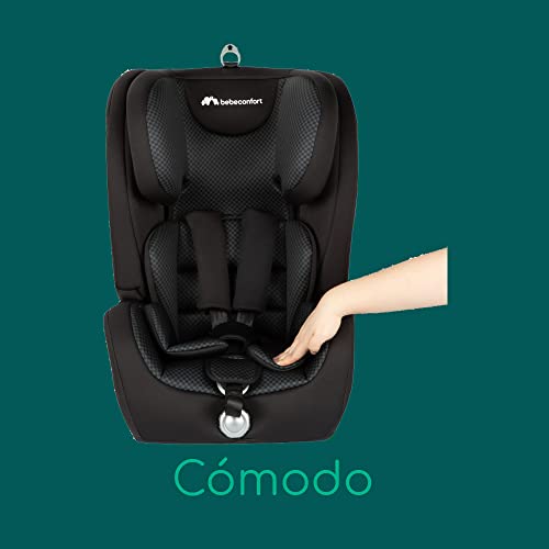 Bebe Confort Ever Fix Silla de Coche grupo 123 Isofix, para niños 9-36 kg de 9 meses a 12 años, con reductor acolchado para niños pequeños, protectores laterales, color Pixel Black