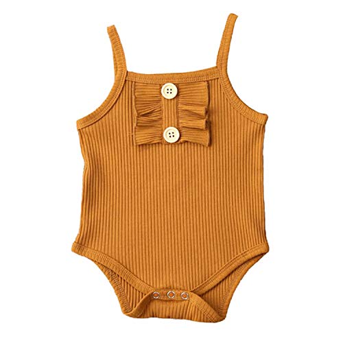 Bebé Mameluco sin Manga Top Mono Body de Verano para Recién Nacido Traje de Una Pieza con Botones (Marrón, 12-18 Meses)