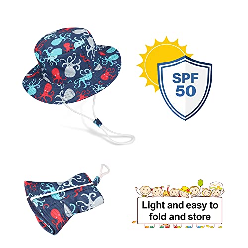 Bebé Niña Niño Sombrero de Sol Verano Algodón Niño Tiburón Ajustable Pescador Gorra Protección de Sol Anti UV para Exteriores/Natación/Playa/Piscina UPF 50+