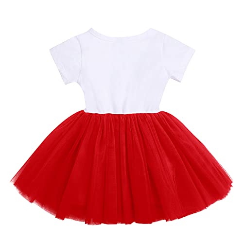 Bebé Niñas 1er/2do/3er Cumpleaños Traje Minnie Princesa Vestido de Manga Corta Mameluco/Camiseta+Tutú de Tul de Lunares+Diadema 3 Piezas de Fiesta de Cumpleaños Rojo-3rd 3 Años