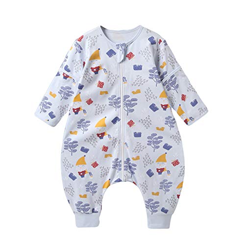 Bebé Saco de Dormir con Pies 1 Tog Pijama Verano/Primavera Algodón Saco de Dormir con Desmontable de Manga Larga Mono Niños Niñas 3-4 anni