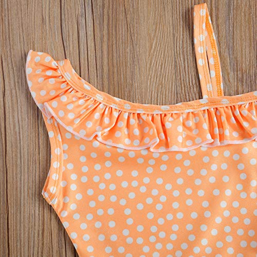 Bebé Traje de Baño de Una Pieza para Recién Nacida Bañador Lindo con Volantes de Estampado Lunares Swimwear Dulce sin Mangas para Playa Piscina en Verano (Amarillo, 2-3 años)