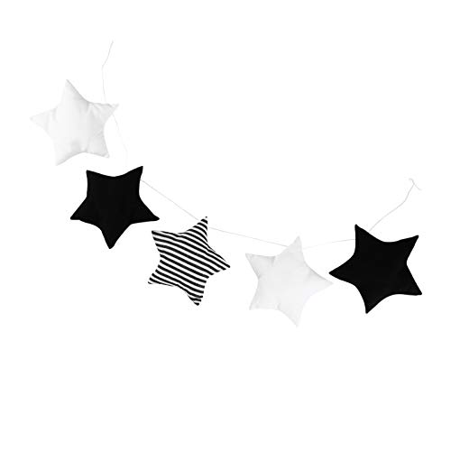 BESPORTBLE Cuna para Bebé Móvil Estrella Estilo Nórdico Cadena Estrella Guirnalda Cuna Cuna Cuna Colgante Estrella Colgante Estrella Colgante Decoración Móvil Franja Blanca Negra