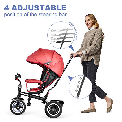 besrey Triciclo Evolutivo Bebé 7 en 1, Triciclo Asiento Giratorio, Empujar el Triciclos para Bebé con Capota Ajustable, Desmontable Control Parental, Trike Bicicletas para Niños de 1 a 6 Años