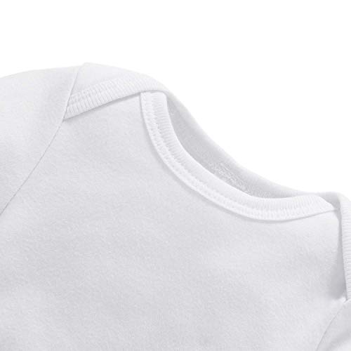 Bestele Bebé Bodies, Short-Sleeve Bodysuit para Niños Niñas,Bebé Corta Body Mameluco Manga Corta Ropa de Verano Primavera Otoño Algodón Pelele (3 * Blanco liso, 6-9 Meses)