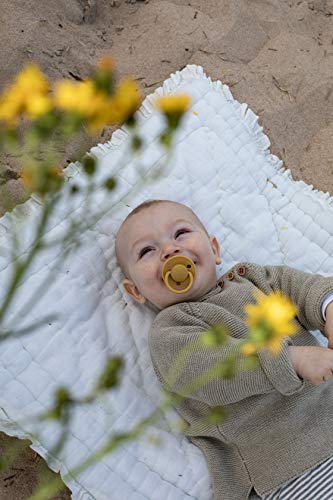 BIBS De Lux Paquete de 2 chupetes. Libre de BPA, Tetina redonda. Látex natural, Talla 1 (0-6 meses), Cloud/Steel Blue