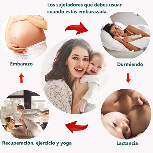 Bingrong Ropa Sujetador Premamá Sin Arcos Sosten Lactancia Sin Costuras Maternidad Sujetadores Copa Completa Ropa Interior Mujer Embarazada Push Up (Negro, Medium)