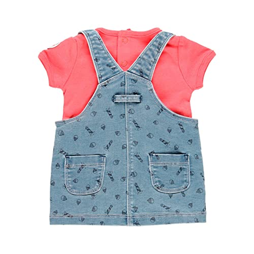 boboli Vestido Bebe Niña – Camiseta manga corta y peto vestido - -100% algodón- Ropa de regalo para Bebe Niña – Vestido Punto denim- Ropa Bebe Niña de 1 meses a 18 meses