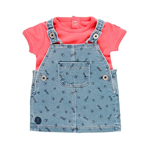 boboli Vestido Bebe Niña – Camiseta manga corta y peto vestido - -100% algodón- Ropa de regalo para Bebe Niña – Vestido Punto denim- Ropa Bebe Niña de 1 meses a 18 meses