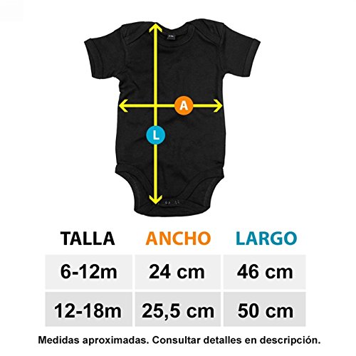 Body bebé mi papi me hizo guapo simpático y sobretodo aficionado al fútbol de Zaragoza - Negro, Talla única 12 meses