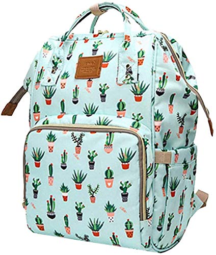 Bolsa de pañales de maternidad multifunción de gran capacidad Mochila de viaje portátil impermeable Bolsas de pañales para bebés para el cuidado del bebé (Cactus)