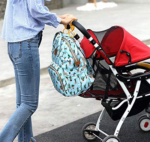 Bolsa de pañales de maternidad multifunción de gran capacidad Mochila de viaje portátil impermeable Bolsas de pañales para bebés para el cuidado del bebé (Cactus)