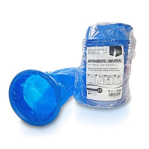 Bolsa para vómitos con boquilla, opaca, alta capacidad, bolsa recolectora (azul, 25 unidades)