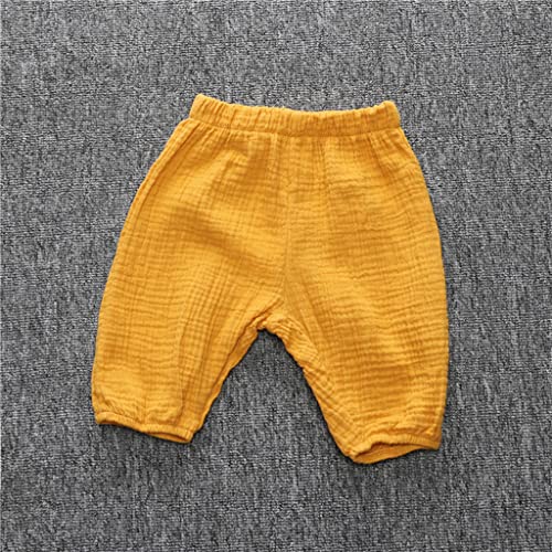 Bonfor Pantalones para Niño de Verano 1 año - 3 años Ropa Bebe Niño 0-18 Meses Barato Monería - Algodón y Lino - Pantalón Pololos (110, Amarillo)