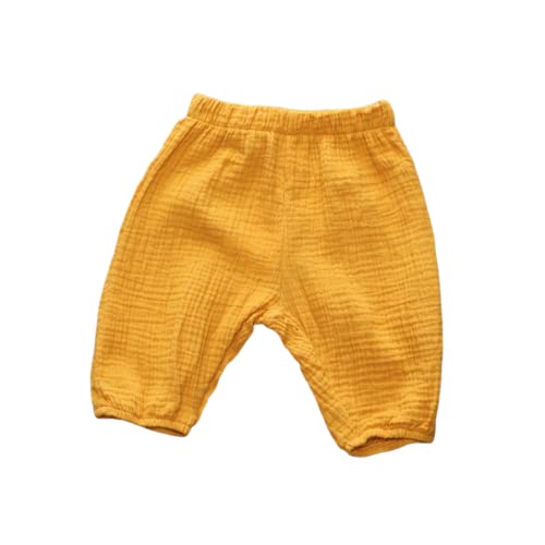 Bonfor Pantalones para Niño de Verano 1 año - 3 años Ropa Bebe Niño 0-18 Meses Barato Monería - Algodón y Lino - Pantalón Pololos (110, Amarillo)