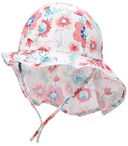 Boomly Bebé Unisexo Sombrero para El Sol Verano Protector Solar Secado Rápido Algodón Visera Cap con Protección para El Cuello Al Aire Libre Viajar Protección UV Gorra (Blanco, 49)