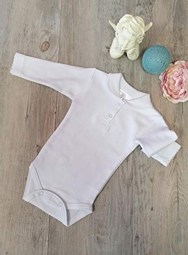 Boutique-Magique Body blanco para bebé niña con cuello de manga larga blanco 3 años