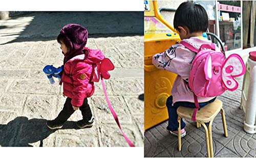 BTSKY Mochilas de Seguridad Arnés de Seguridad con Correa para Niños con Diseño de Alas de Mariposa Rosa Práticas y Cómodas