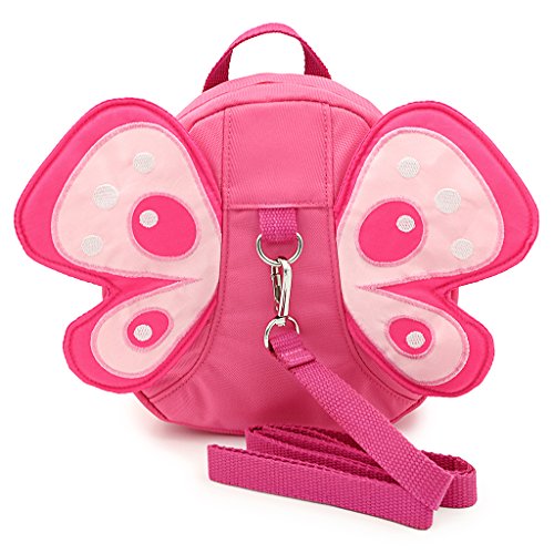 BTSKY Mochilas de Seguridad Arnés de Seguridad con Correa para Niños con Diseño de Alas de Mariposa Rosa Práticas y Cómodas