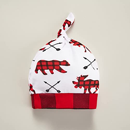 Burkashear Mono de Navidad para bebé, niño pequeño, niña, manga cordero, cuello redondo, mono con gorro, estampado de dibujos animados, pijama cálido de invierno para niños, rojo, 12-18 Meses