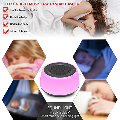 CALISTOUK Máquina de Ruido Blanco con Sonidos, Luz Nocturna,Temporizador,Control de Volumen,Dormir para Adultos,Bebés, Niños - Blanco