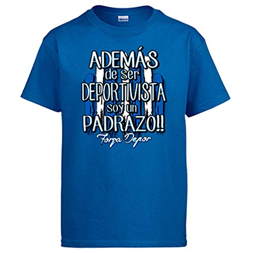 Camiseta además de ser Deportivista Soy un padrazo futbolero de La Coruña - Azul Royal, 12-14 años