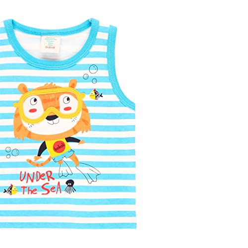 Camiseta Sin Manga Niño – para Bebe niño de 12 Meses - 100% Algodon -Camiseta con Dibujo– Ropa de Regalo – para niños de 12 Meses a 6 años (listado Bicolor, 18 Meses)