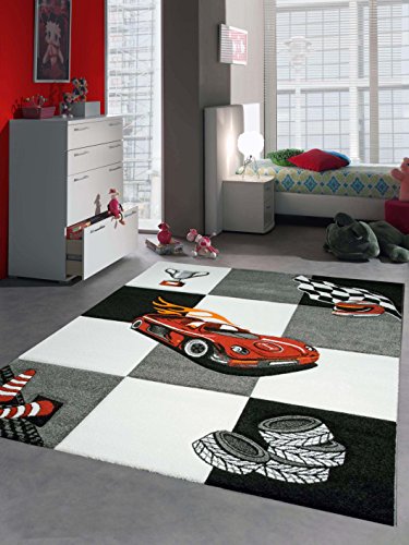 CARPETIA Alfombra de la niños Moquette de la Coche de Carreras Juego roja Negro Größe 80x150 cm